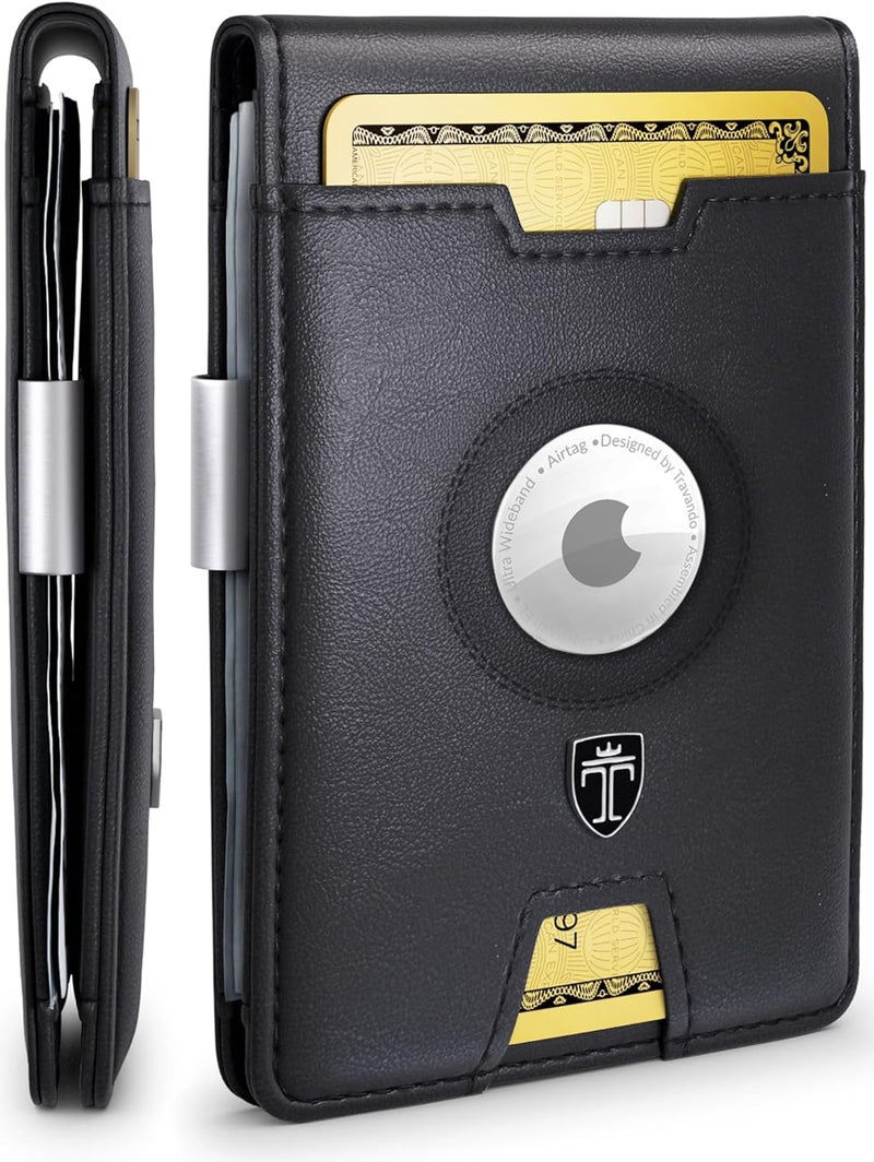 TRAVANDO Leather AirTag* Wallet Mens Wallet with Money Clip Air Tag Wallet Card Holder RFID Blocking Bifold Gifts for Men - Image 1